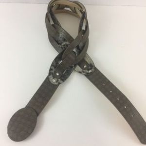 Chicos Wide Woven Brown Grey Black Snakeskin Print